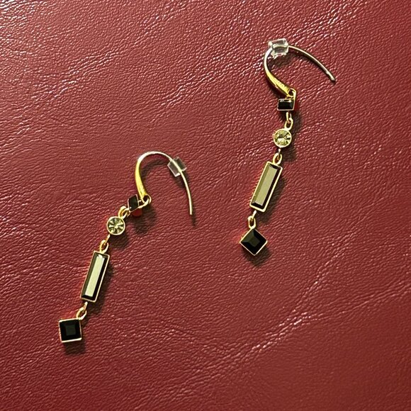 Fossil Rose Gold Onxy and Hematite Drop Earrings - Picture 3 of 5
